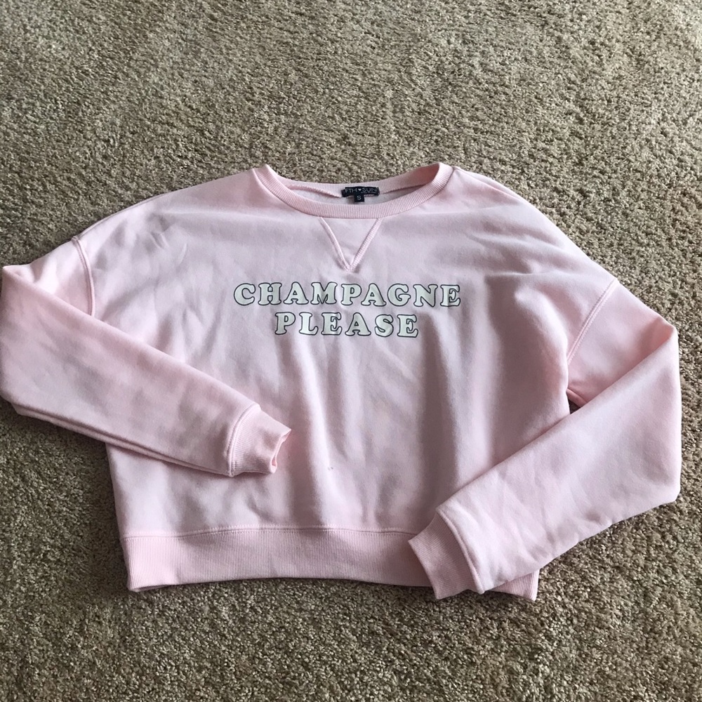 Champagne please cropped pink sweatshirt